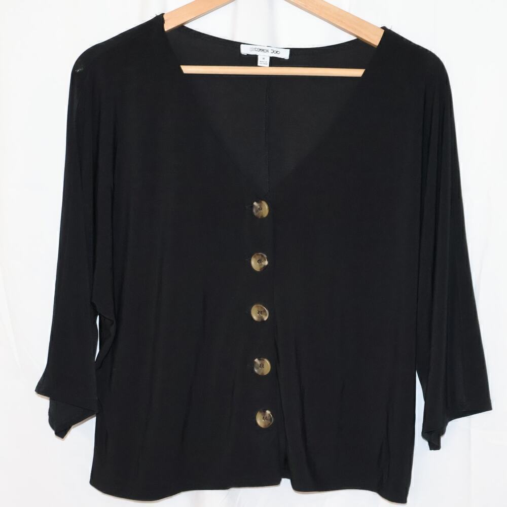 Uncommon Job Cropped Jacket Blazer Women Size Medium Black 5 button front